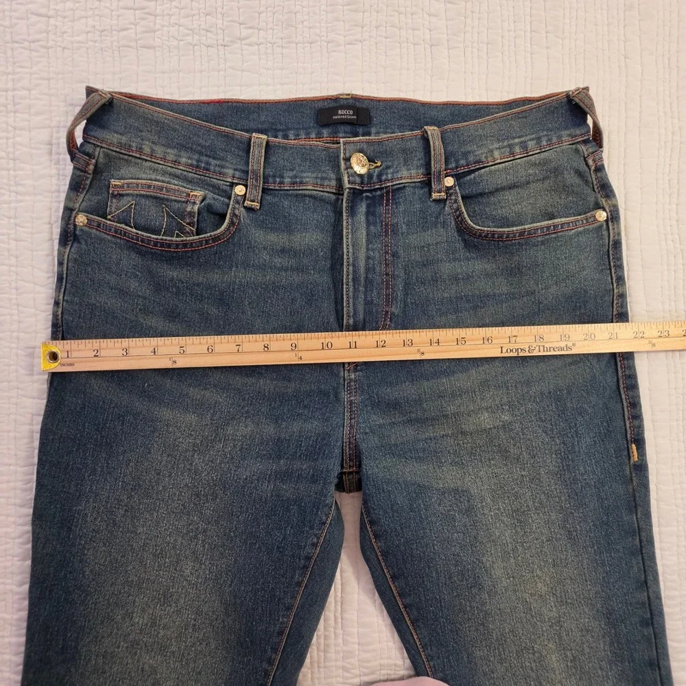 True Religion Rocco Relaxed Skinny Jeans Mens 36x32 Blue Dark Wash Stretch Demin